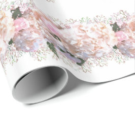 ロマンチックな白ピンクのアジサイ、ピンクの白い花 ラッピングペーパー