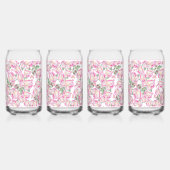 ロマンチックな白ピンクの黄色の夏のバラフローラ ガラス缶 (左)