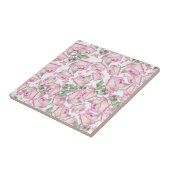 ロマンチックな白ピンクの黄色の夏のバラフローラ タイル (側面)