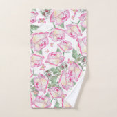 ロマンチックな白ピンクの黄色の夏のバラフローラ バスタオルセット (ハンドタオル)