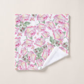 ロマンチックな白ピンクの黄色の夏のバラフローラ バスタオルセット (ウォッシュタオル)