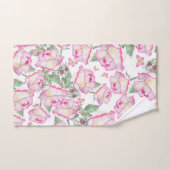 ロマンチックな白ピンクの黄色の夏のバラフローラ バスタオルセット (ハンドタオル)