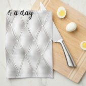 ロマンチックな白フェイク革 キッチンタオル (四つ折り)