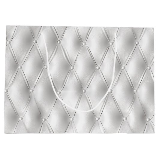 ロマンチックな白フェイク革 ラージペーパーバッグ (裏面)