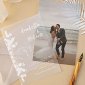 ロマンチックな白ユーカリ植物学結婚院 アクリル招待状