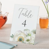 ロマンチックな白ラヌンキュラス結婚のテーブル番号 台座サイン (インサイチュ)