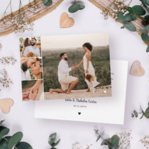 ロマンチックな白結婚ハートの写真ありがとう サンキューカード