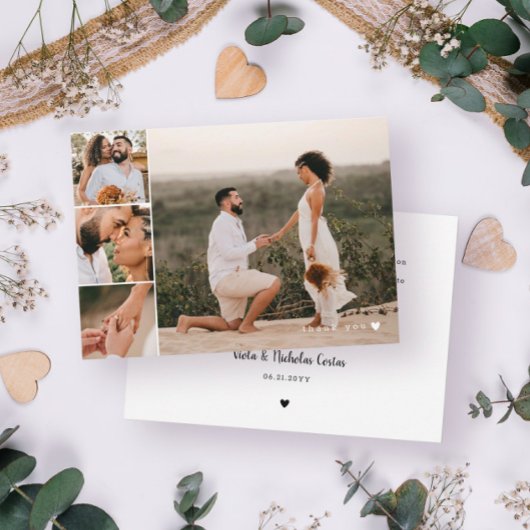 ロマンチックな白結婚ハートの写真ありがとう サンキューカード