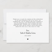 ロマンチックな白結婚ハートの写真ありがとう サンキューカード (裏面)