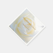 ロマンチックな白結婚バラのナプキン スタンダードカクテルナプキン (角)