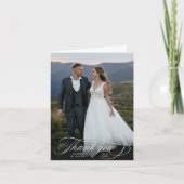 ロマンチックな白結婚書の写真を折り畳み サンキューカード (正面)