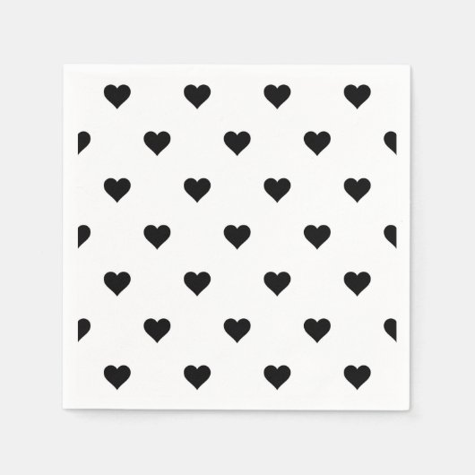 ロマンチックな白黒のハートエレガントforカップル スタンダードカクテルナプキン (正面)