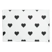 ロマンチックな白黒のハートカップルに最適 枕カバー (正面)