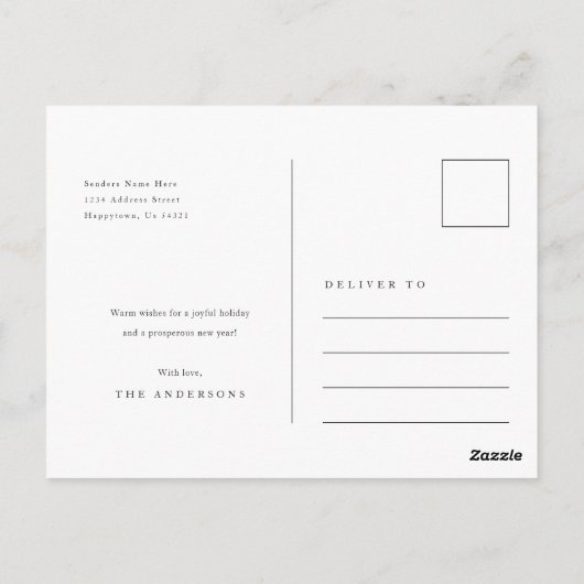 ロマンチックな白黒の新婚フォトクリスマス ポストカード (裏面)