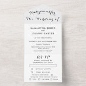 ロマンチックな白黒の書道シック結婚ズ オールインワン招待状 (内側)