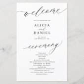 ロマンチックな白黒の結婚式のプログラムを予算に入れる (正面)