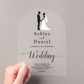 ロマンチックな白黒クラシックのフォーマル結婚 アクリル招待状 (インサイチュ (ポータブル))