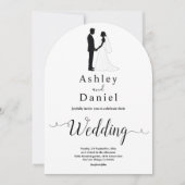 ロマンチックな白黒クラシックのフォーマル結婚 招待状 (正面)