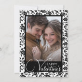 ロマンチックな白黒ハッピーバレンタインの写真 シーズンカード (正面)