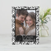 ロマンチックな白黒ハッピーバレンタインの写真 シーズンカード (スタンド正面)