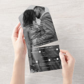 ロマンチックな白黒フォトモノグラム結婚ズ オールインワン招待状 (貼ってはがせる)