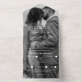 ロマンチックな白黒フォトモノグラム結婚ズ オールインワン招待状 (内側)