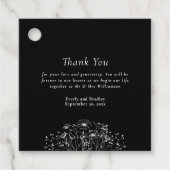 ロマンチックな白黒ボタニッ結婚クの感謝の気持ち フェイバータグ (正面)