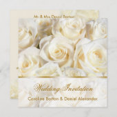 ロマンチックな白 - クリーム色のバラ 結婚式招待状 招待状 (正面/裏面)