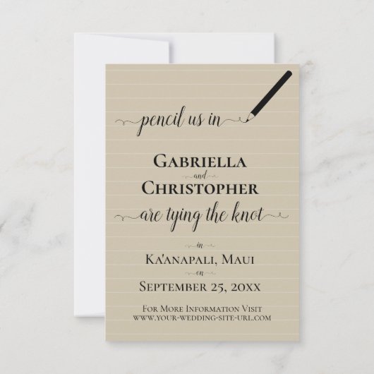 ロマンチックな目的地のビーチ結婚式日付を保存 カード (裏面)