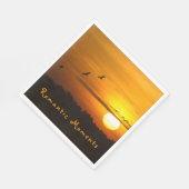 ロマンチックな瞬間クレーンの日の出の写真と文字 スタンダードランチョンナプキン (角)