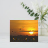 ロマンチックな瞬間クレーンの日の出の写真と文字 ポストカード (スタンド正面)