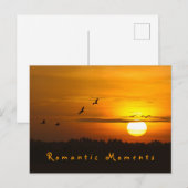 ロマンチックな瞬間クレーンの日の出の写真と文字 ポストカード (正面/裏面)