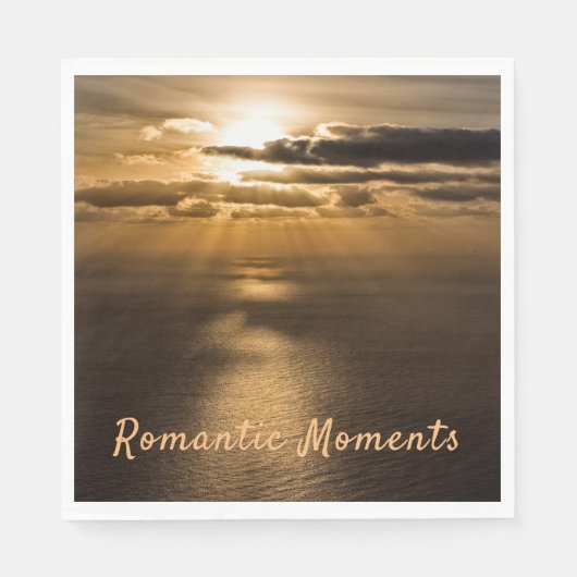 ロマンチックな瞬間サンセット海写真と文字 スタンダードランチョンナプキン (正面)