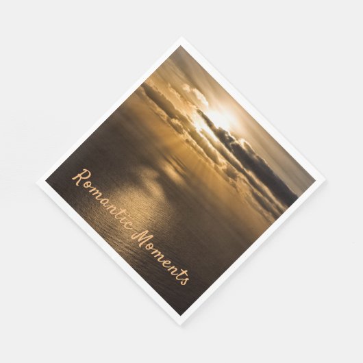 ロマンチックな瞬間サンセット海写真と文字 スタンダードランチョンナプキン (角)