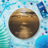 ロマンチックな瞬間サンセット海写真と文字 ペーパープレート (パーティー)