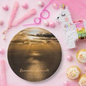 ロマンチックな瞬間サンセット海写真と文字 ペーパープレート (パーティー)