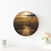 ロマンチックな瞬間サンセット海写真と文字 ラージ壁時計 (ホーム)