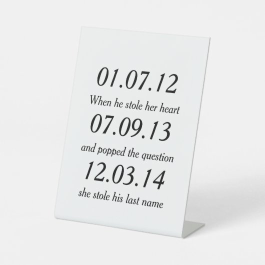 ロマンチックな瞬間パーソナライズされたが結婚式を始める 台座サイン (正面)
