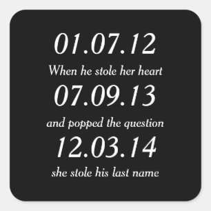 ロマンチックな瞬間パーソナライズされた日付カスタムウェディング スクエアシール