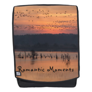 ロマンチックな瞬間Birds at sunrise photo with文字 バックパック