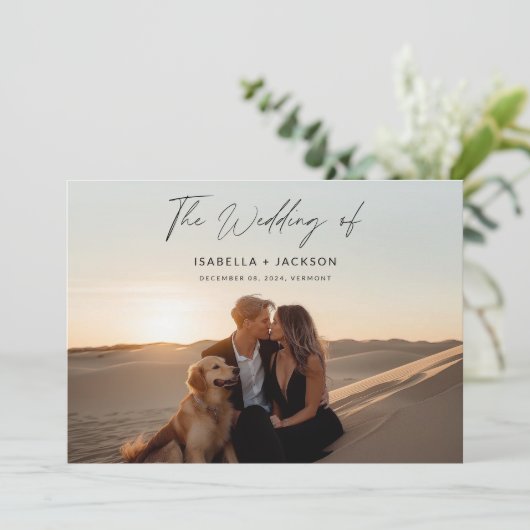 ロマンチックな砂漠をテーマ結婚にした写真 招待状 (スタンド正面)