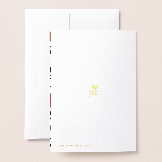 ロマンチックな'私はあなたを愛する'ハートゴールデン\金ゴールド 箔カード (裏面封筒付き)