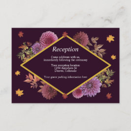ロマンチックな秋のダリアウェディングレセプション エンクロージャーカード