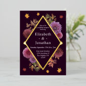 ロマンチックな秋のダリアウェディングレセプション 箔招待状 (立ち正面)