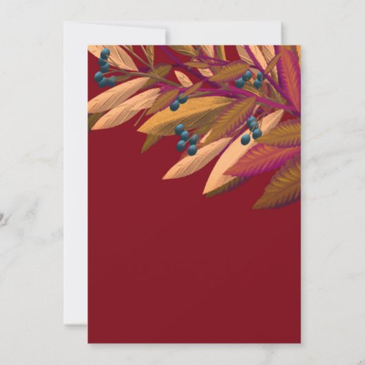 ロマンチックな秋のブルーバーリー誕生日の招待 招待状 (裏面)