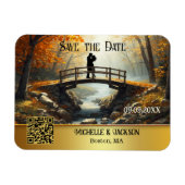 ロマンチックな秋の森　結婚式の日程をお知らせ マグネット (横)