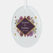 ロマンチックな秋の結婚ダリア ガラスオーナメント (正面左)