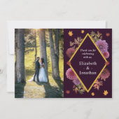 ロマンチックな秋の結婚ダリア サンキューカード (正面)
