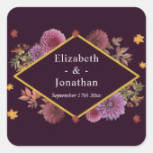 ロマンチックな秋の結婚ダリア スクエアシール (正面)