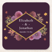 ロマンチックな秋の結婚ダリア スクエアペーパーコースター (正面)